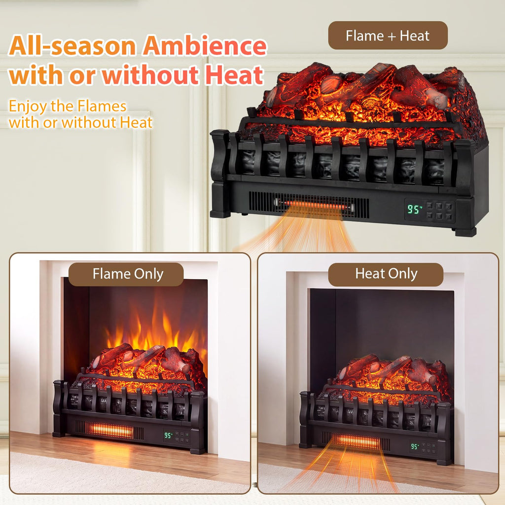 Electric Fireplace Insert Lemon Wood Log Heater (23" WiFi)