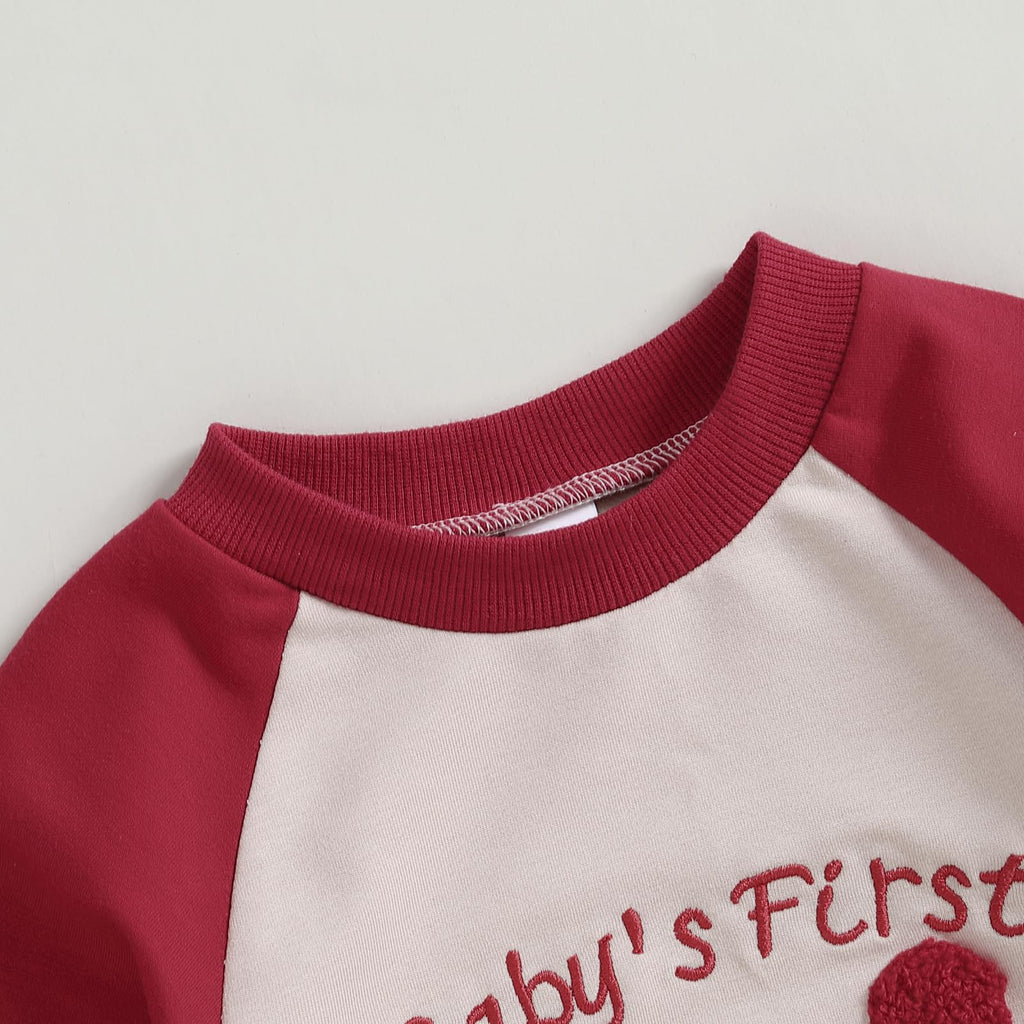 Baby Christmas Outfit Boy Girl Letter Print Romper Jumpsuit Long Sleeve Playsuit Newborn Fall Winter Clothes (Baby's