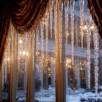 Large Crystal Icicles Ornaments Decor - Set of 24