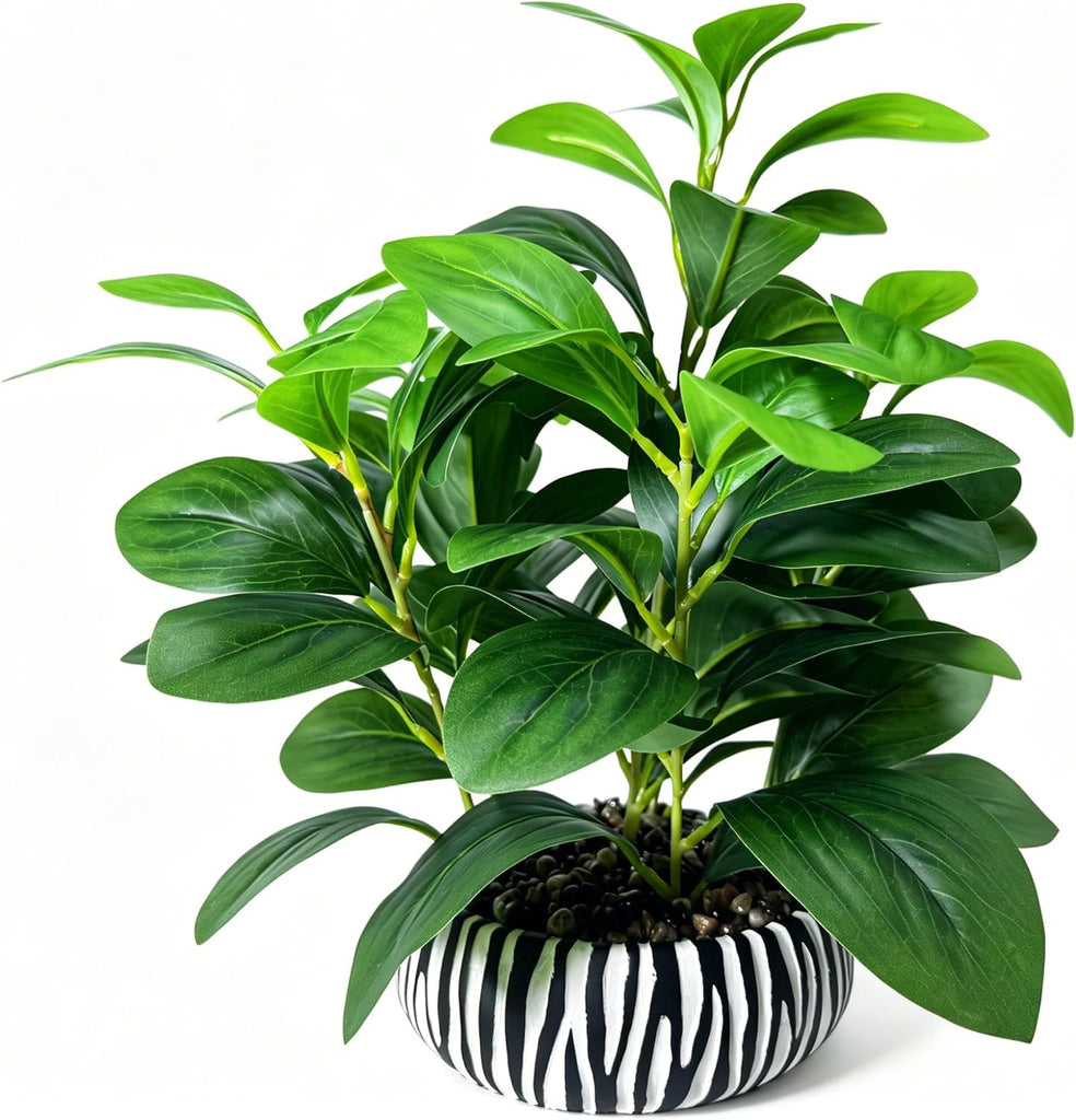Realistic Artificial Potted Plant, Faux Indoor Greenery Living Room Bookshelf Bathroom Decor, Low-Maintenance