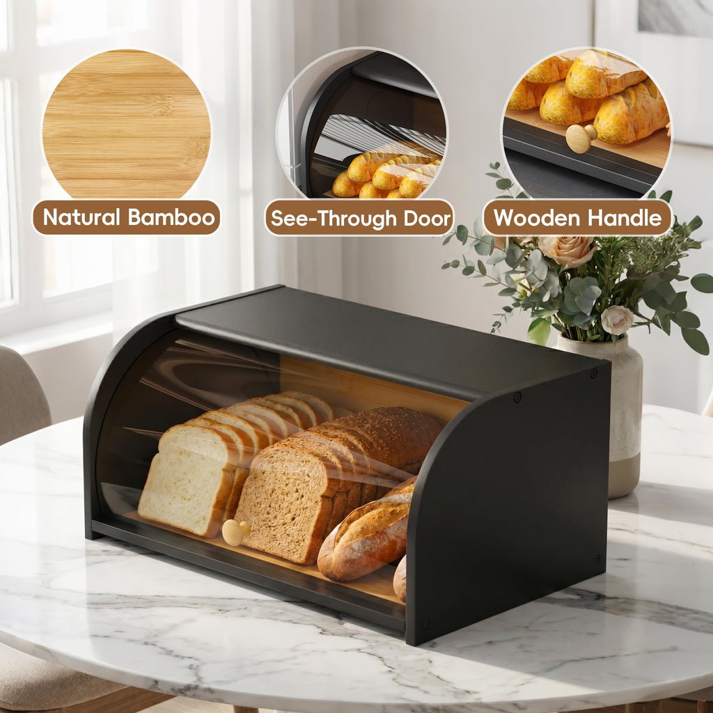 Bread Box - Roll Top Countertop with Clear Lid