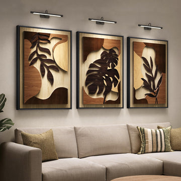 Large Framed 3D Wood Boho Tropical Wall Decor, 24x36 Inch