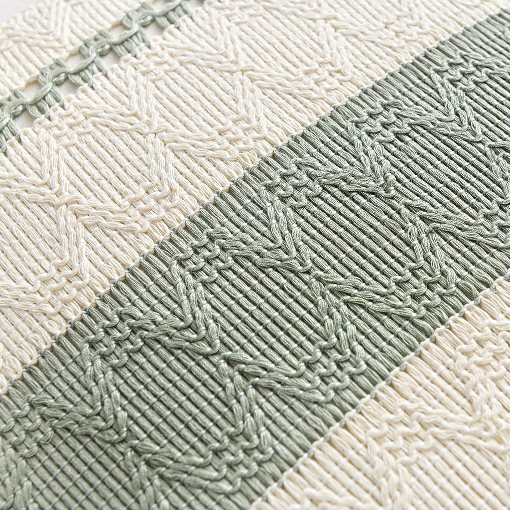 Set of 2 Sage Green Boho Lumbar Decorative Throw Pillow Covers 12x20 Inch, Rustic Retro Cushion Case, Bohemian Room