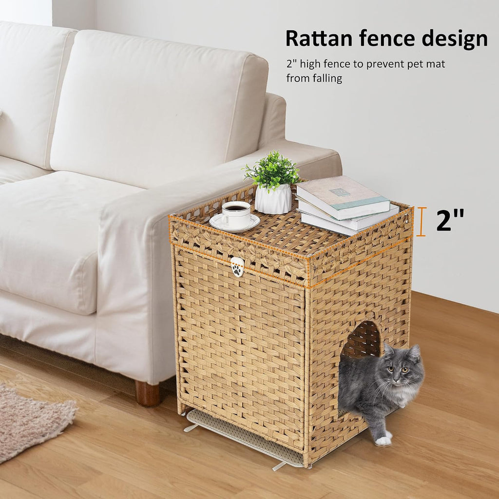 Cat Litter Box Enclosure with Door, Hidden Cat Washroom Furniture