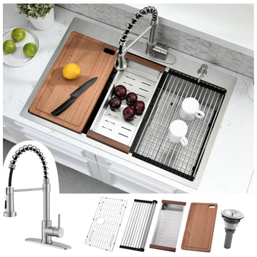 28 Inch Drop in with Faucet - Stainless Steel