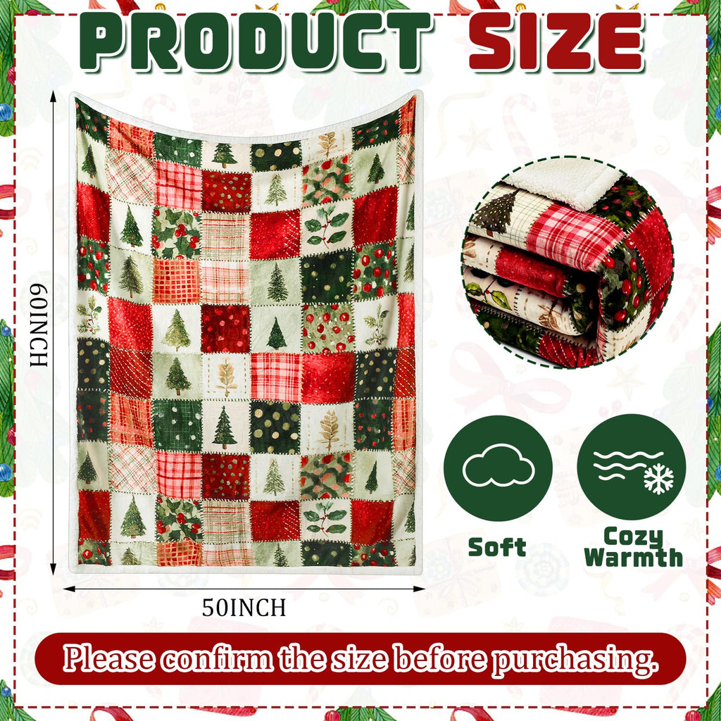 Christmas Patchwork Throw Blanket Flannel 50"x60"