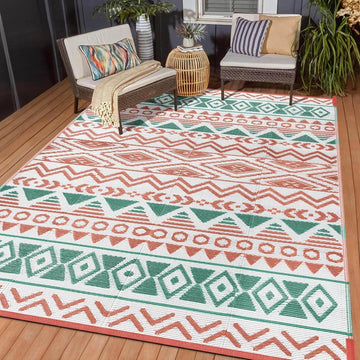 Waterproof Reversible Patio Rug, Plastic Straw Mat for RV Camping