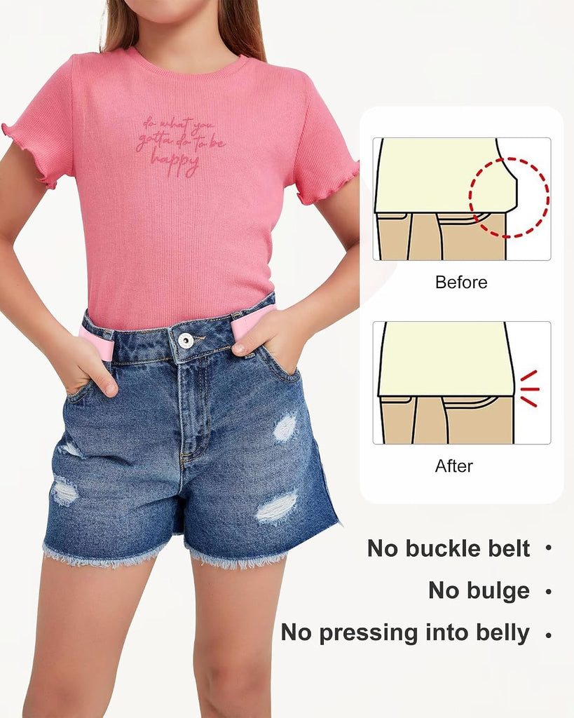 2 Pcs Kids Elastic No Buckle Belt for Girls for Causal Pants Jeans