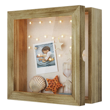 8x8 Deep Shadow Box Frame, Solid Wood Frame, Carbonized Black