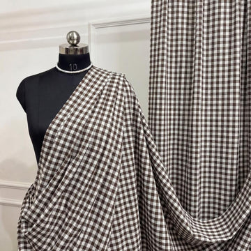 Brown Gingham Fabric by The Yard, 1/8 Inch Checkered Poly Cotton Fabric 60 Inch Wide for Sewing, Dresses, Tablecloth