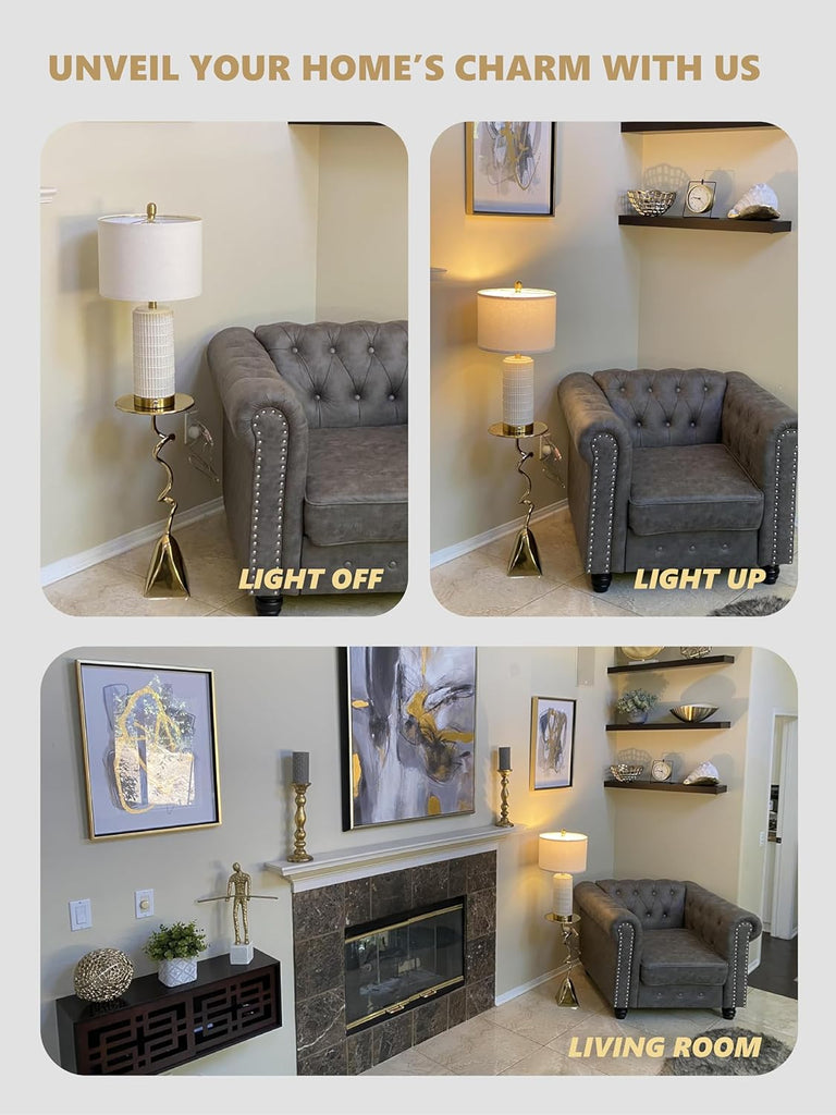 Touch Bedside Table Lamps with USB Ports Living Room, 25'' Dimmable Nightstand Touch Lamps