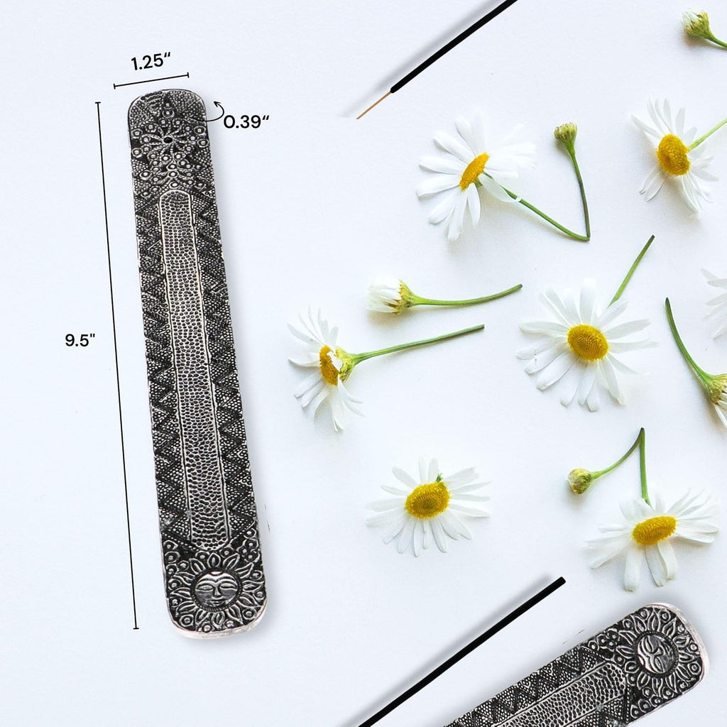 Metal Incense Stick Holder 9.5" Long, Ash Catcher-Silver Finish Ideal Gift for Wedding, Aromatherapy, Zen - Set of 6