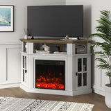 Corner Fireplace TV Stand for Television up to 55" with Storage Cabinets, Entertainment Center