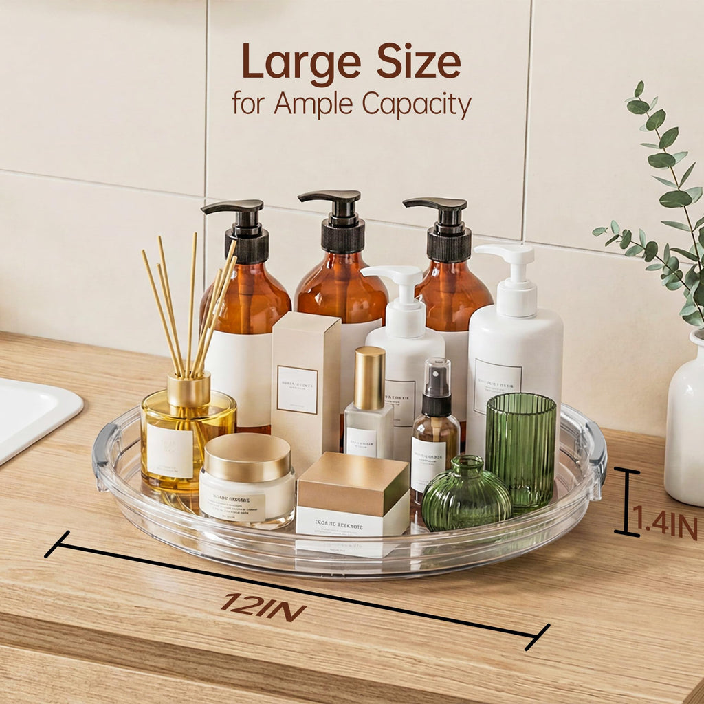 12 in Lazy Susan Turntable, 2 Pack Clear Spice Rack, Organizer Storage