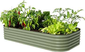 Garden Raised Garden Bed Kit, 17" Tall 10 in 1 Jumbo Modular Metal Raised Garden Beds, Metal Planter Box for