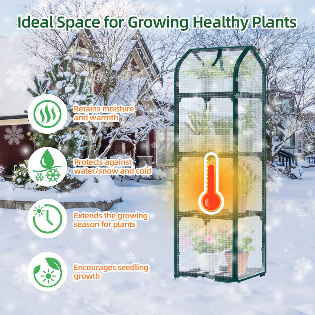 Mini Greenhouse for Indoor Outdoor, Small Plastic Plant Green House with Locking Wheels Portable Greenhouses with