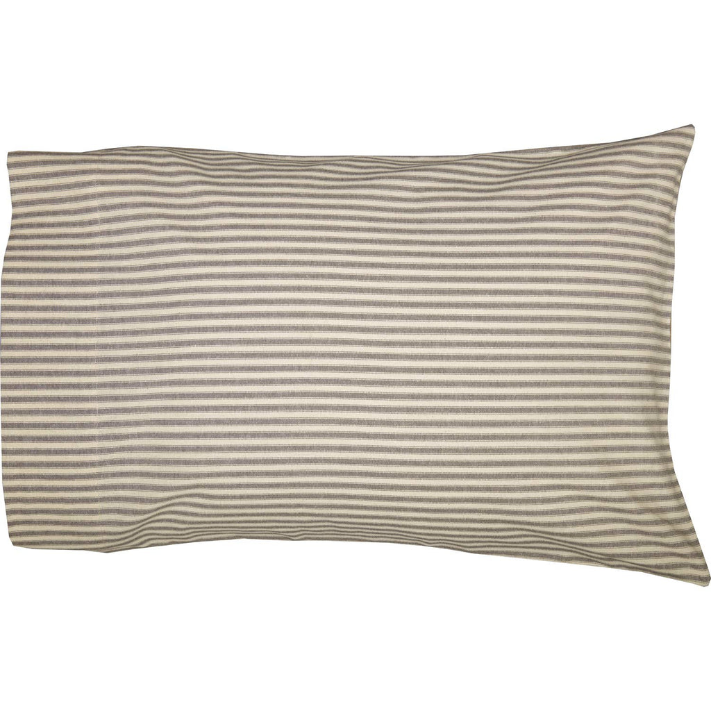 Grace Pillow Case Set Standard Size Cotton Farmhouse Vintage Grain Sack Style Reversible 21x30 Bedding Accessory