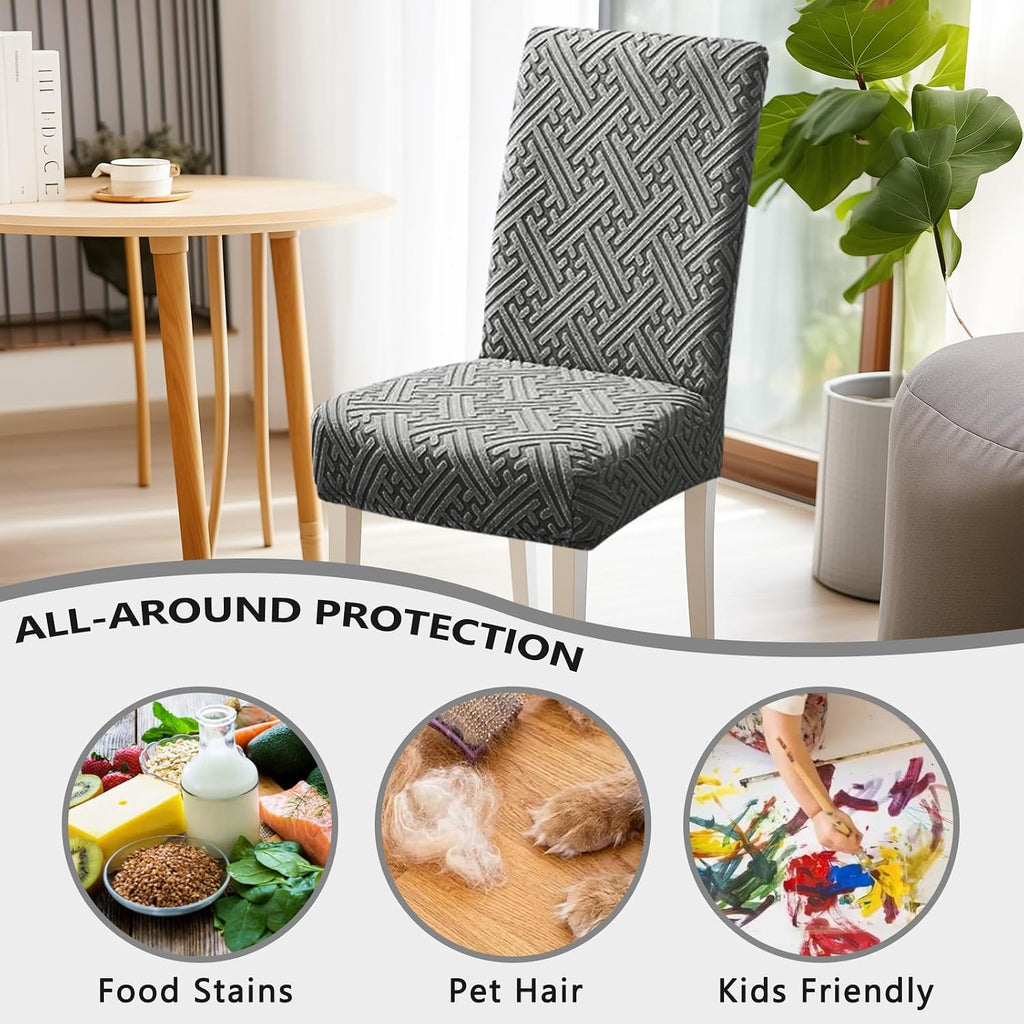 Chair Covers, Dining Room Chair Covers, Anti-cat Scratch, Washable, Regular Size, Chair Covers 4 Pack, Meeting