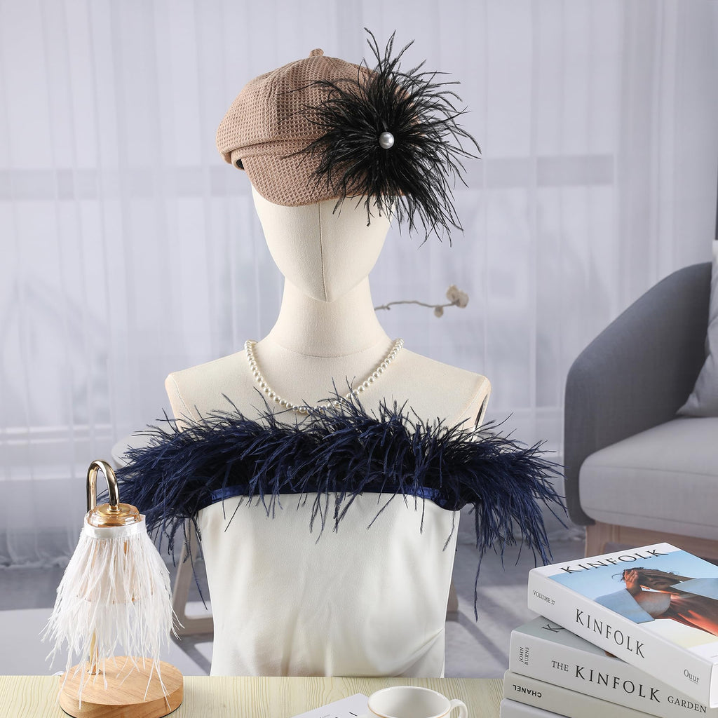 5-7inch Purple Ostrich Feather Trim for DIY Sewing Clothing,2Yards