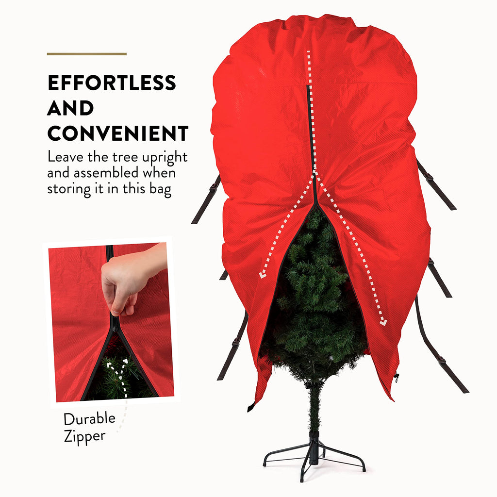 Upright Christmas Tree Storage Bag With Drawstring Hem - Oxford Waterproof Fabric Christmas Tree Bag For Storage Box