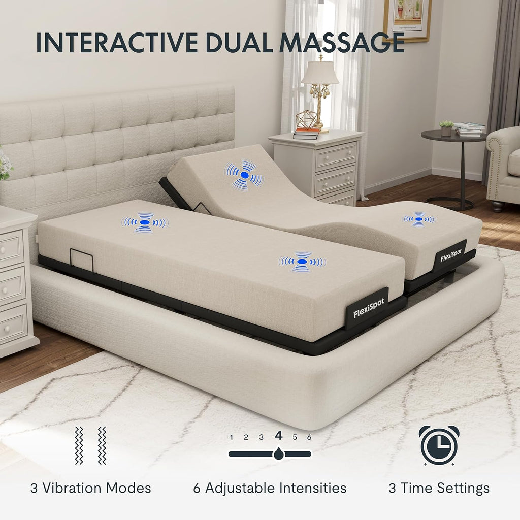 Split King Adjustable Bed Base with Massage