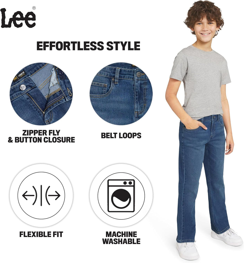 Boys' 5 Pocket Loose Fit Stretch Waist Denim Jeans
