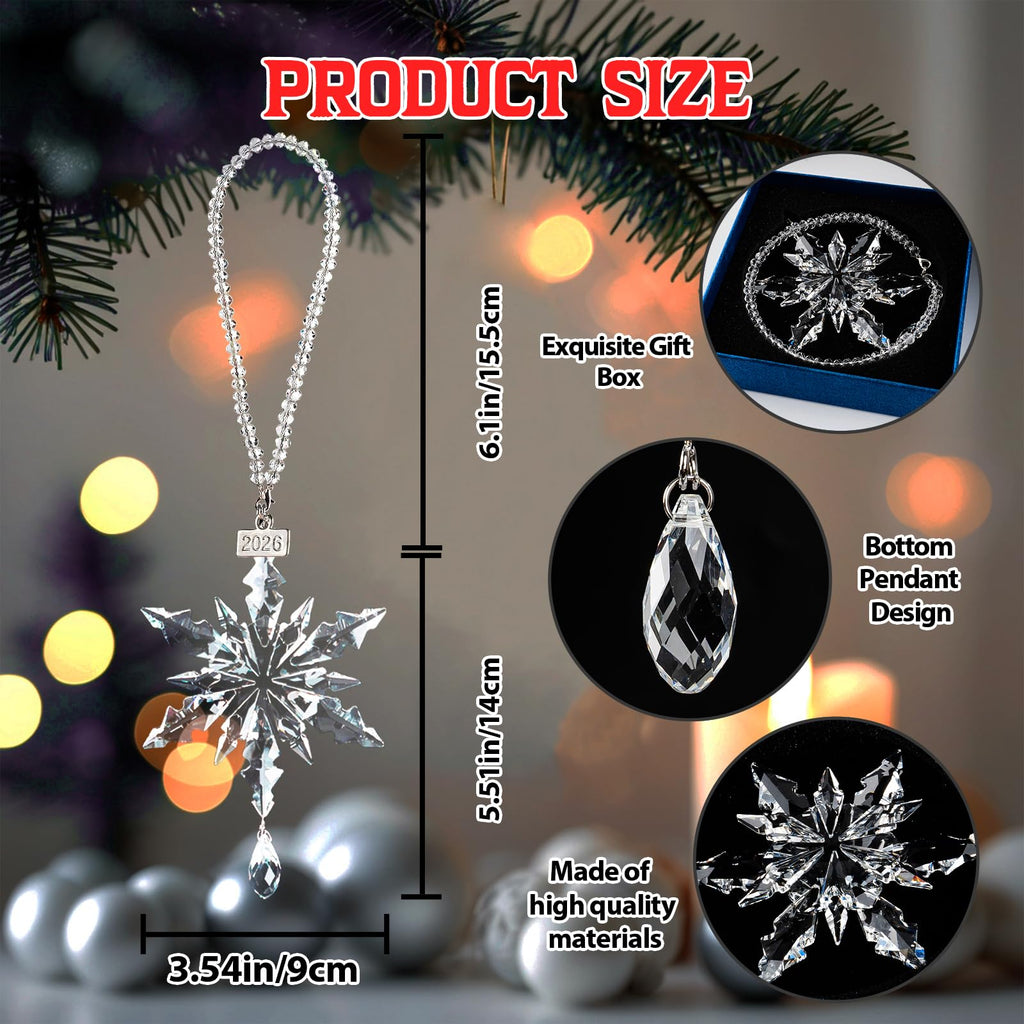 2026 Crystal Snowflake Hanging Ornament for Christmas Tree