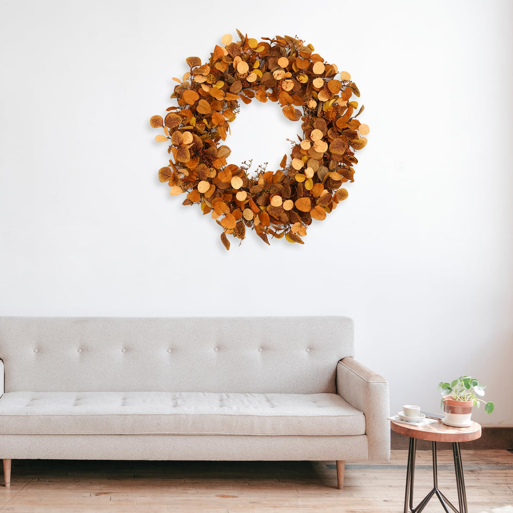 Eucalyptus Wreaths for Front Door Handmade Green Leaves Wreath for Summer, Spring and All Seasons, Greenery Floral