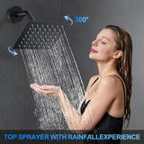 Shower Faucet Set, 12" Ceiling Mount Rainfall Shower System with 12'' Top Head+6'' Side Head and Multi-function