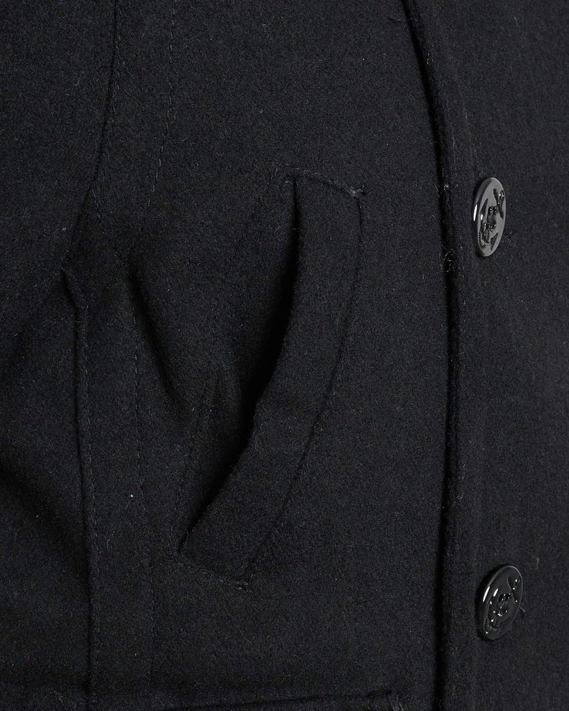 Boys Peacoats - Double Breasted Wool Blend Dress Coat with Faux Fur Lining & Flap Pockets