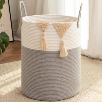 60L Nursery Hamper Laundry Basket Laundry Hamper Grey/White