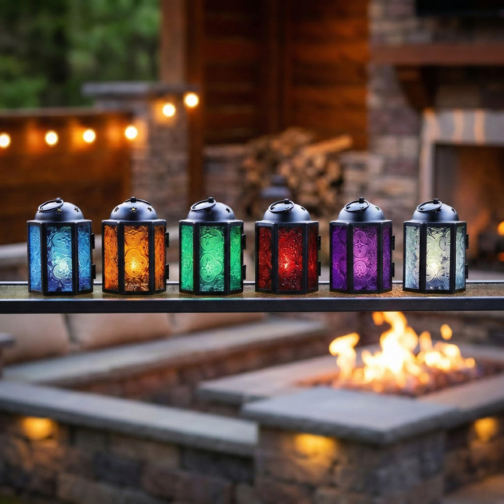 Mini Moroccan Tea Light Candle Holder Lanterns - 4.25" Small Decorative Lantern for Table or Hanging, Metal with