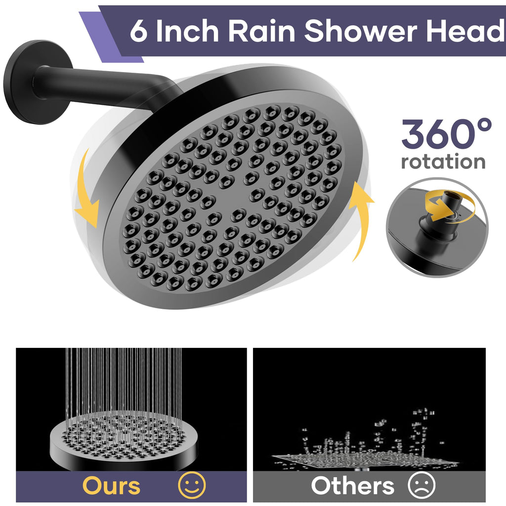 Shower Head with Handheld Spray Combo, Dual Rain Shower Head-Black