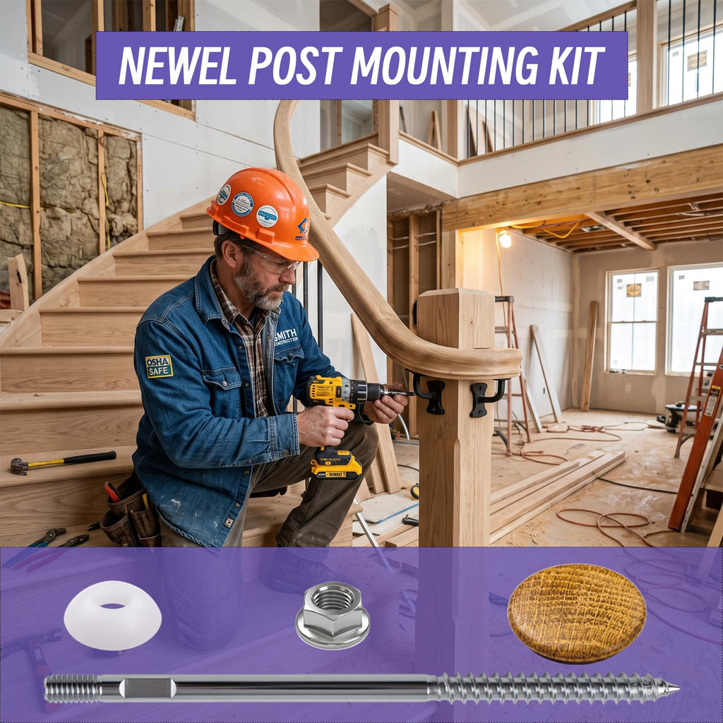 4-Pack Newel Post Mounting Kit, Anchors Post to Wood & Concrete