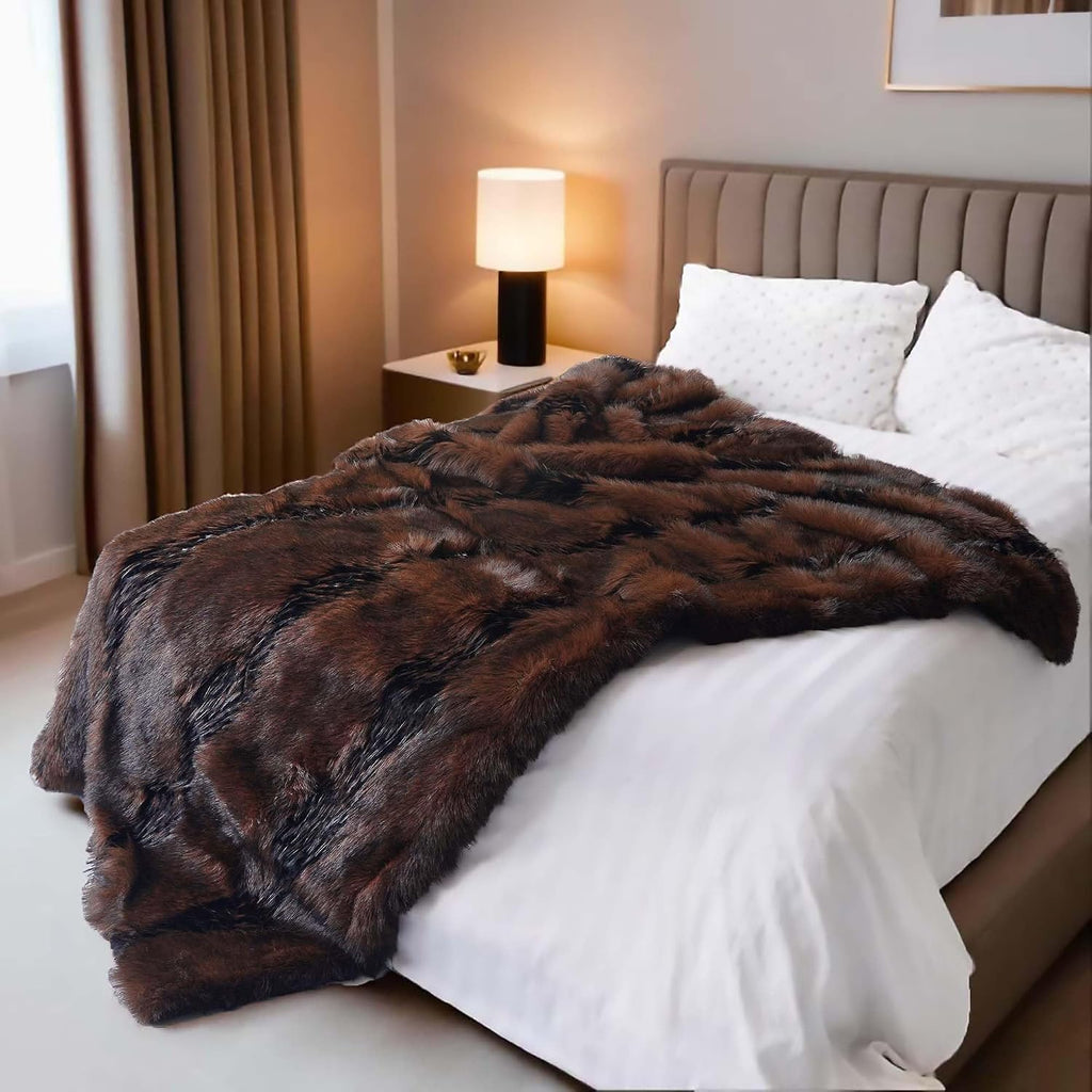 Fox Faux Fur Blanket Luxury Fur Throw Blanket Sofa Fluffy Blanket Super Warm Elegant Cozy Fuzzy Throw Blankets for