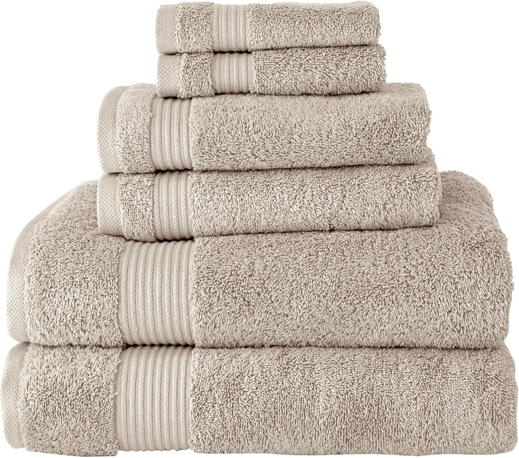 CTT - Luxury 6 Piece Towel Set, 100% Turkish Cotton, Quick Drying, Highly Absorbent & Comfy, Includes 2 Bath Towels