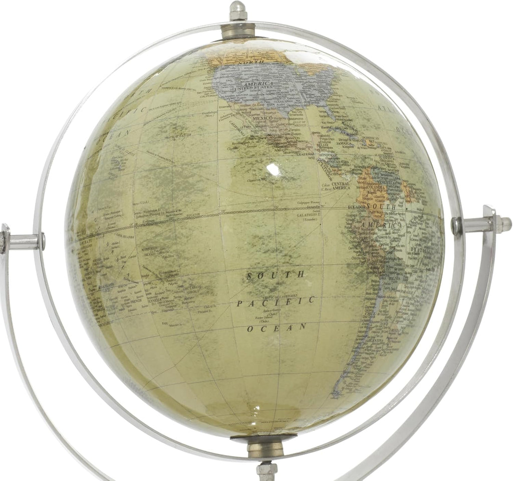 Stainless Steel Metal Globe, 10" x 7" x 11", Silver