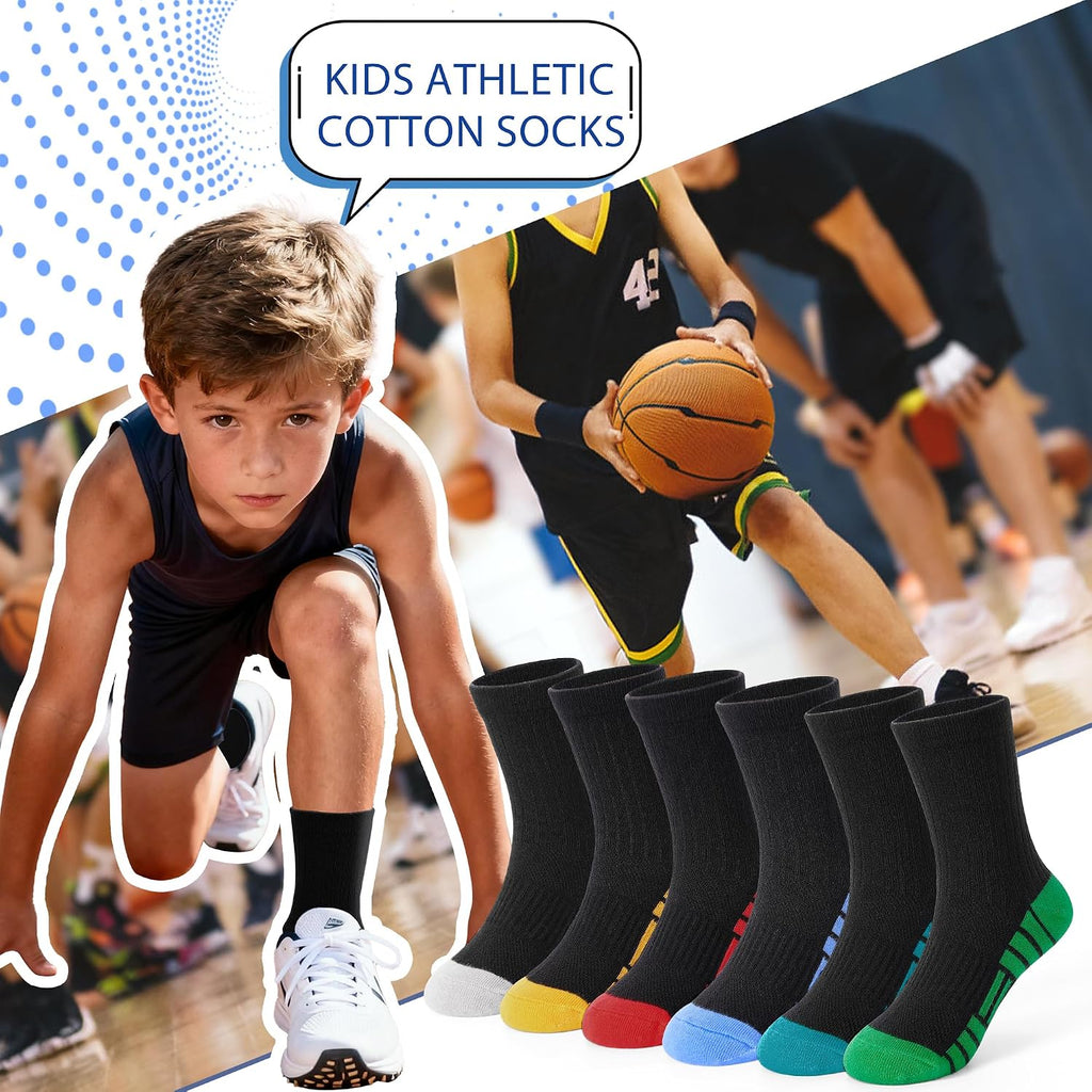 12 Pairs Boys Crew Socks Kids Athletic Socks for Boys