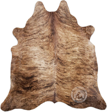 100% Genuine Brown Brindle Cowhide Rug - Modern Style Animal Skin Rug & Floor Carpet & More - Extra Large (6x7-8 Ft.)