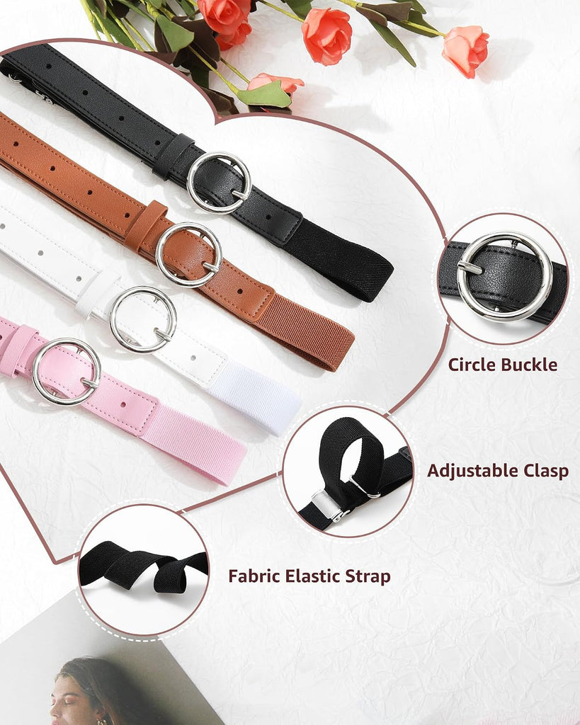 Kids Elastic Leather Belt for Girls Boys Toddler