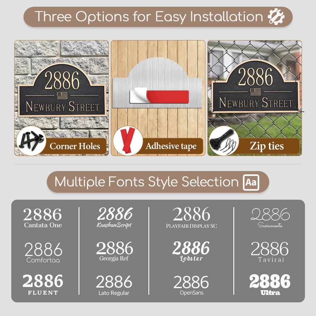 Engraved Address Plaque Metal - Persoanlized House Number Sign Plaque, House Address Sign, House Numbers for Outside