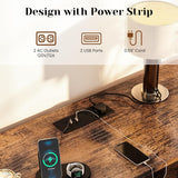 Retro Sideboard Buffet Cabinet with Power Outlet & USB Port, Industrial Wood Farmhouse Coffee Bar Cabinet with Storage