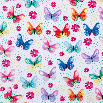 Watercolor Butterfly Cotton Calico Fabric, 2 Yards
