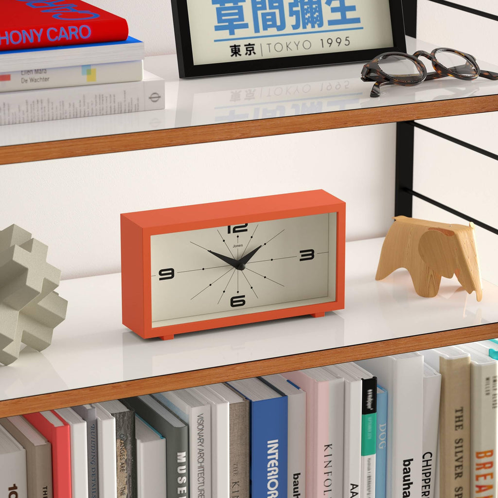 Odeon Desk Clock | Modern Rectangular Design | Orange