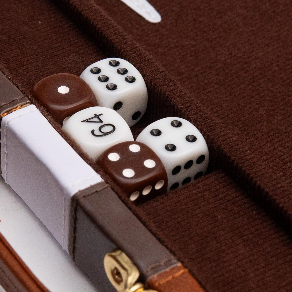 Backgammon Board Game, Deluxe Leather Like Case, Felt Interior, Brown, Classic Backgammon Game, Popular Board Game