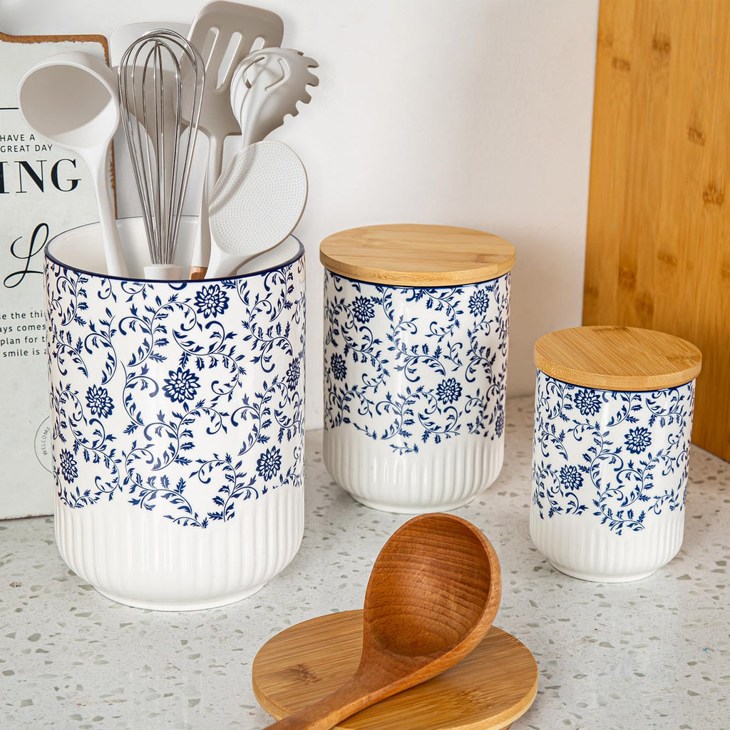 3 Pcs 74/36/18 oz Ceramic Canisters Sets