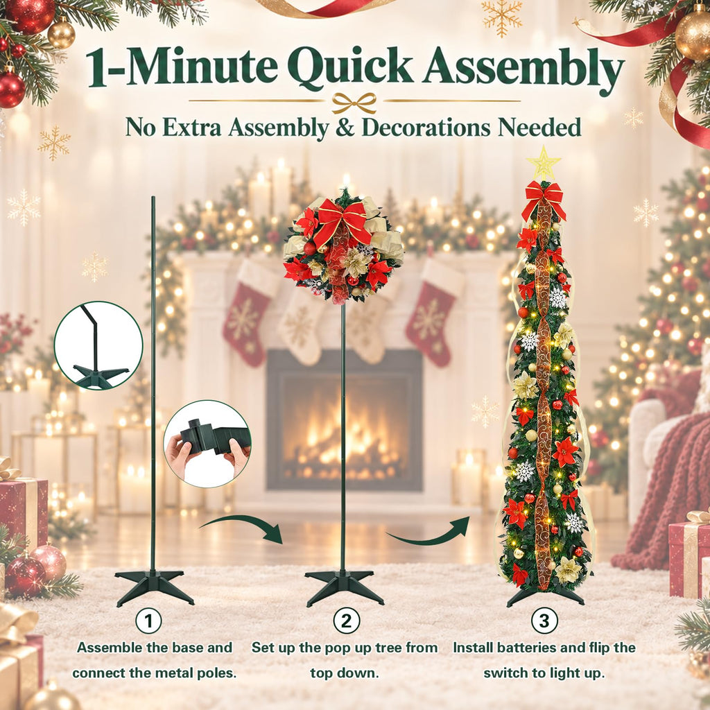 6Ft Pop Up with Lights, Prelit Decorations