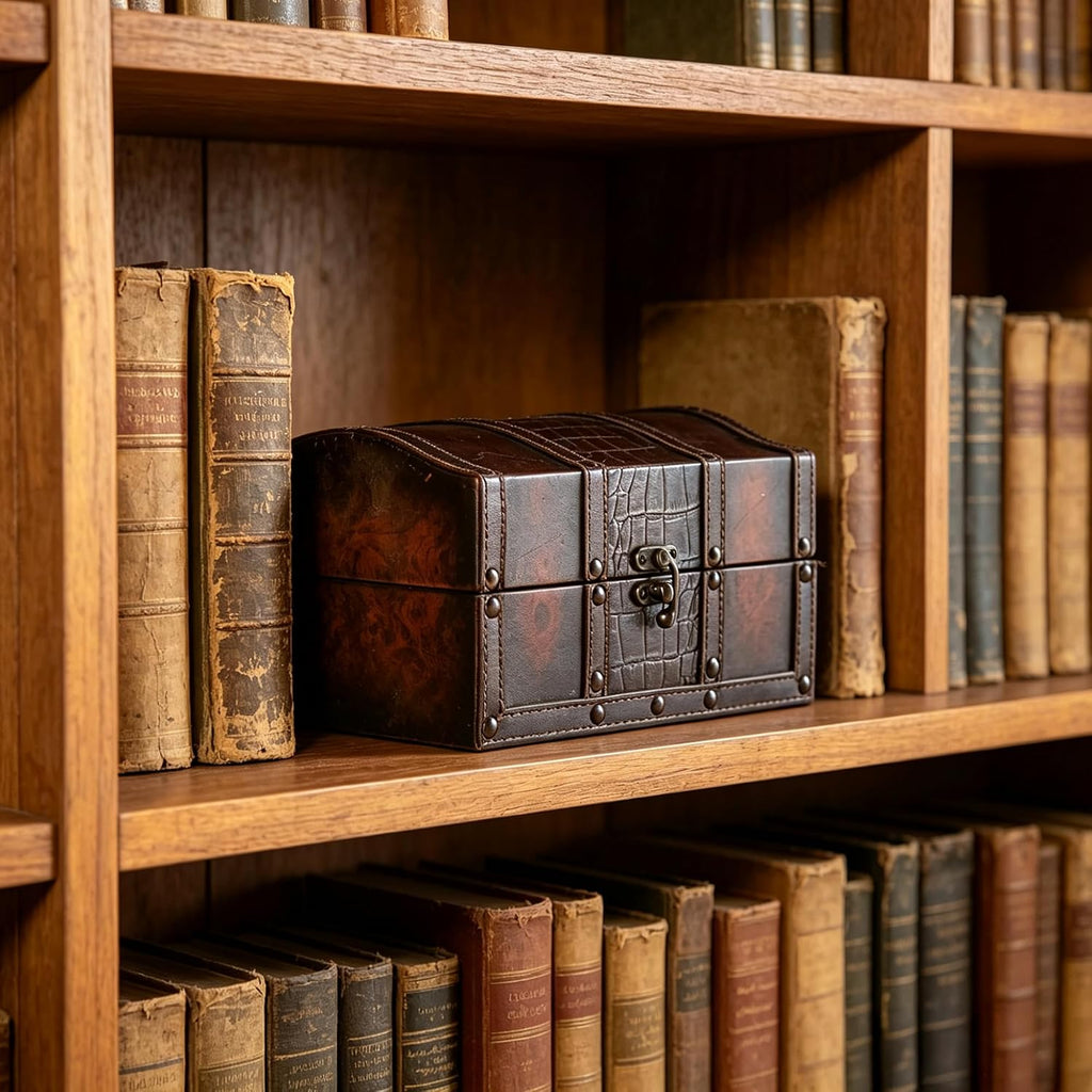 Decorative Wooden Storage Box with Leather Clasp 9 Inch Long. Ideal Gift for Wedding Special Occasion Study Home Den
