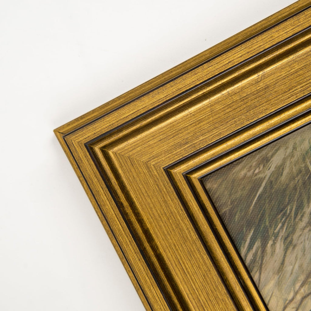 Retro Gold Framed Wall Art, 12"x16" Artwork, Oil Paintings Print Wall Decor Bedroom Office Decoration - Canvas Print