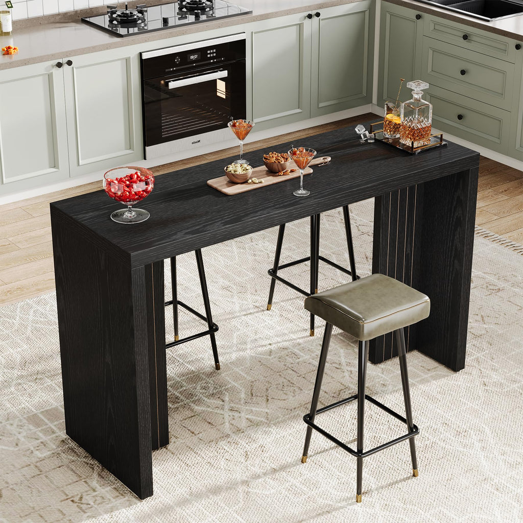 55.12-Inch Long Bar Table, Modern Counter Height Pub Table with a Spacious Tabletop, Rectangular Home Coffee Bar Unit